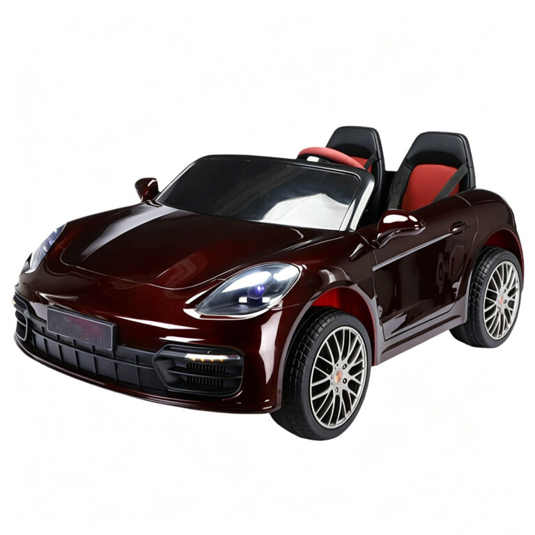 Red 12V Kids Ride-On Sports Car with 4x4 Motors, Leather Seat, and Swing Function