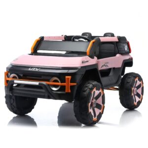 Pink 12V Kids Ride-On UTV with 4-Wheel Drive, 2-Seat, Bluetooth, and Remote Control