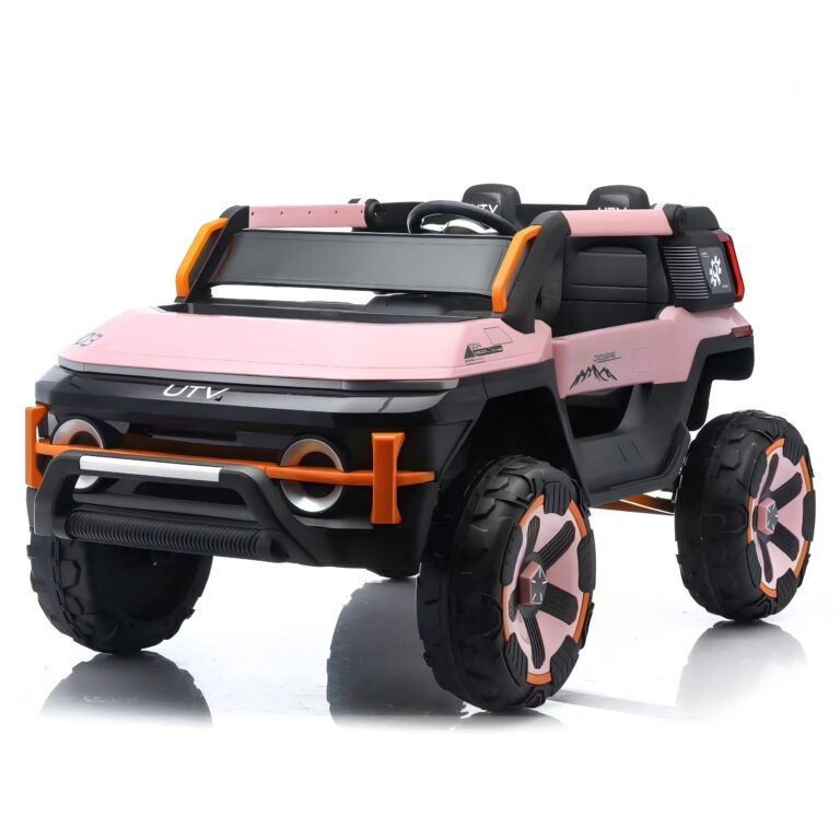 Pink 12V Kids Ride-On UTV with 4-Wheel Drive, 2-Seat, Bluetooth, and Remote Control