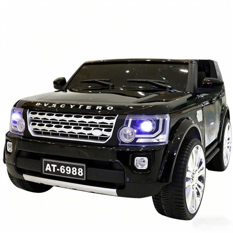 Black 12V Kids Ride-On SUV with 4x4 Motors, Leather Seat, and Remote Control