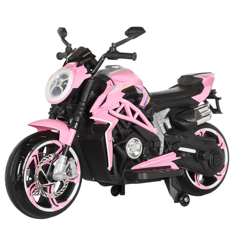 Pink Kids Ride-On Motorcycle with Dual 550 Motors, Early Education, and Battery Display