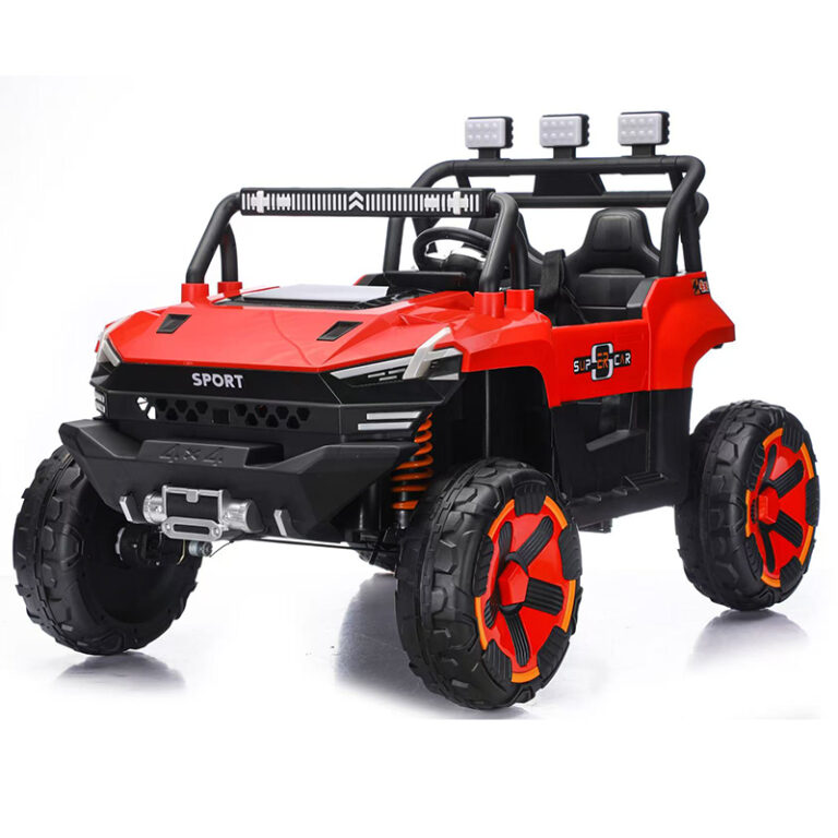 Red 12V 4WD Kids Off-Road UTV with 2-Seat, Bluetooth Music, and LED Flashing Lights