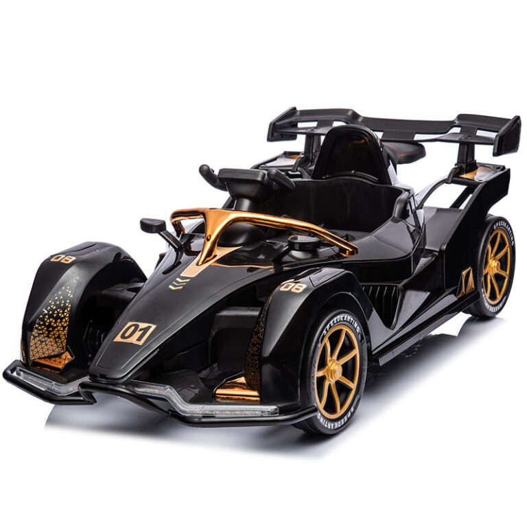 Black 12V Kids Electric Car with Dual Motors, Bluetooth Music, and LED Lights
