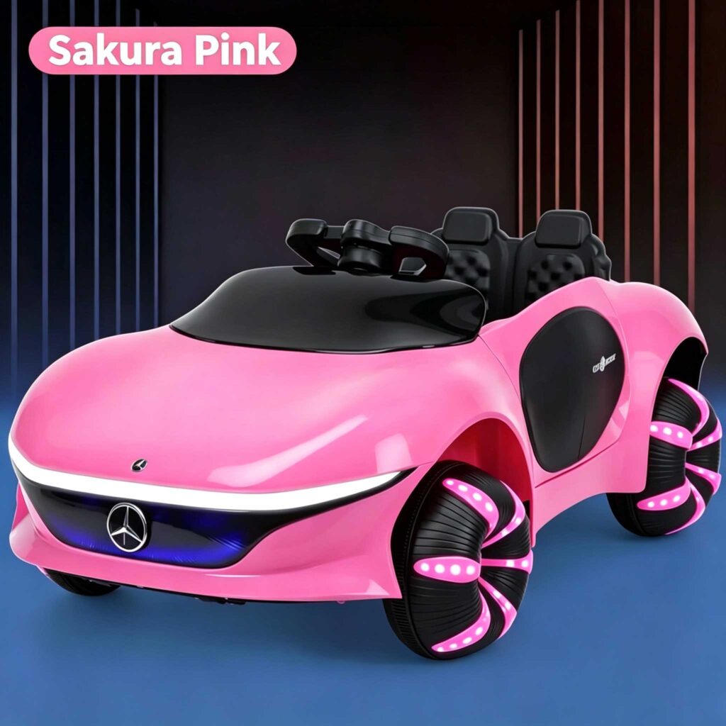 8808 pink kids electric car with LED light wheels
