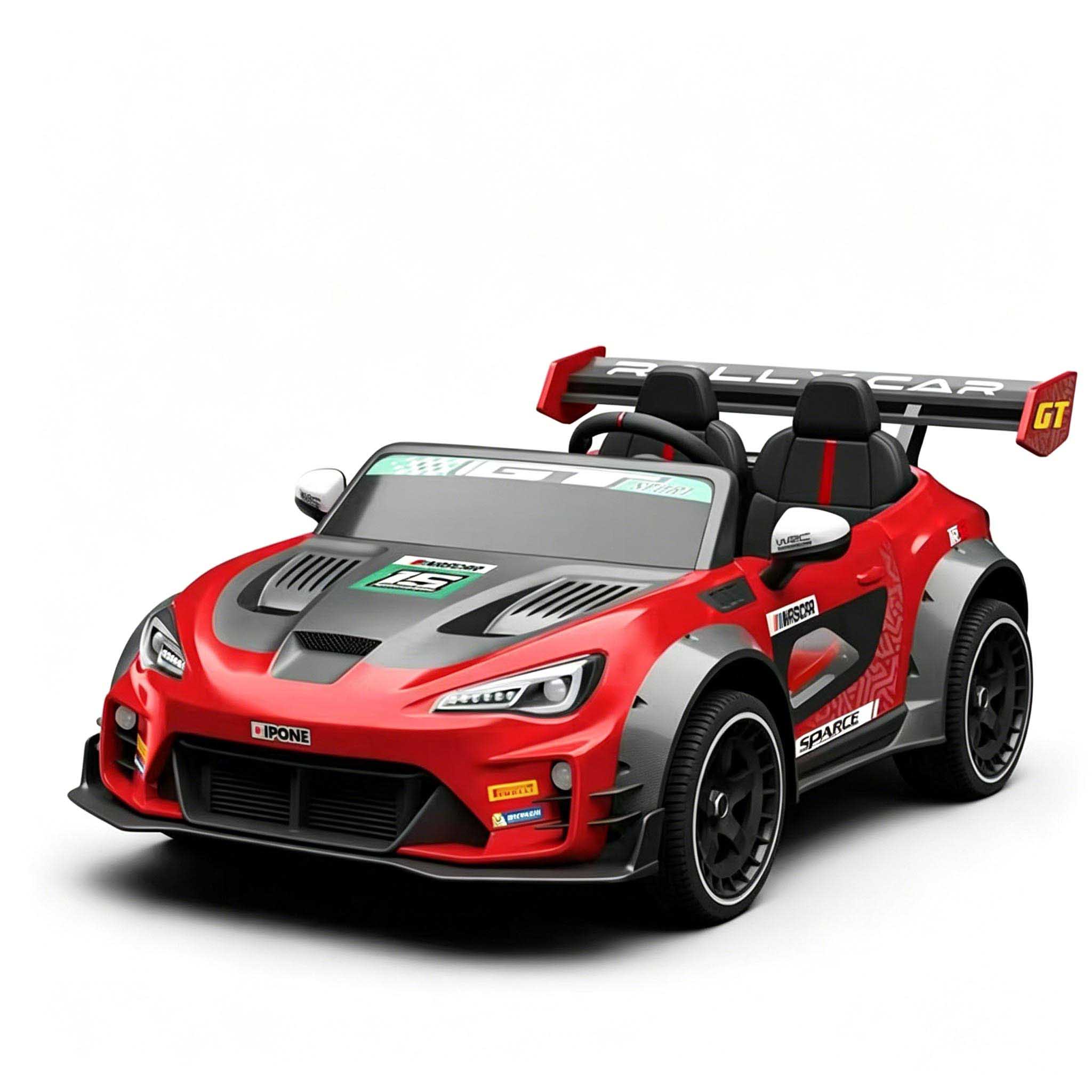 CA911 red toy race car with rear spoiler