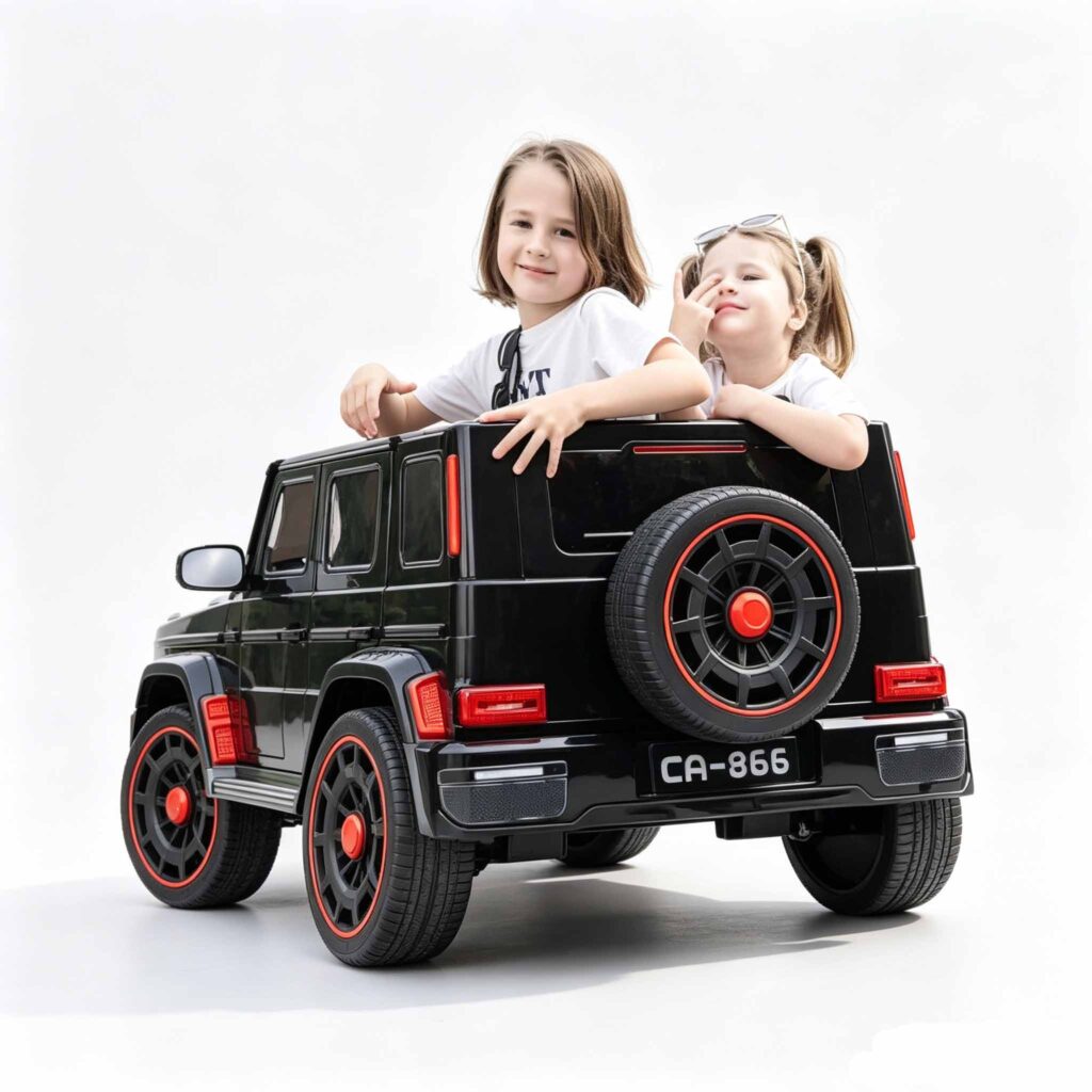 Kids Electric Ride On Car, black kids ride on jeep white background