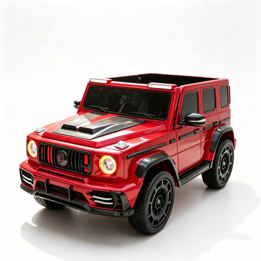Red open-top children toy jeep