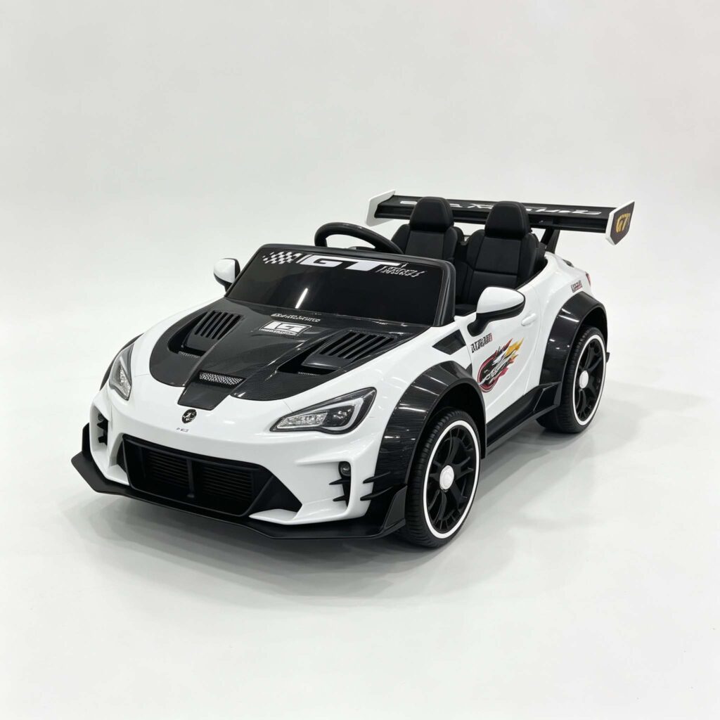 CA911 white toy race car with rear spoiler
