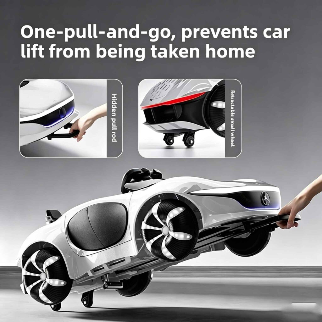 8808 kids electric car, retractable pull rod and wheel function display