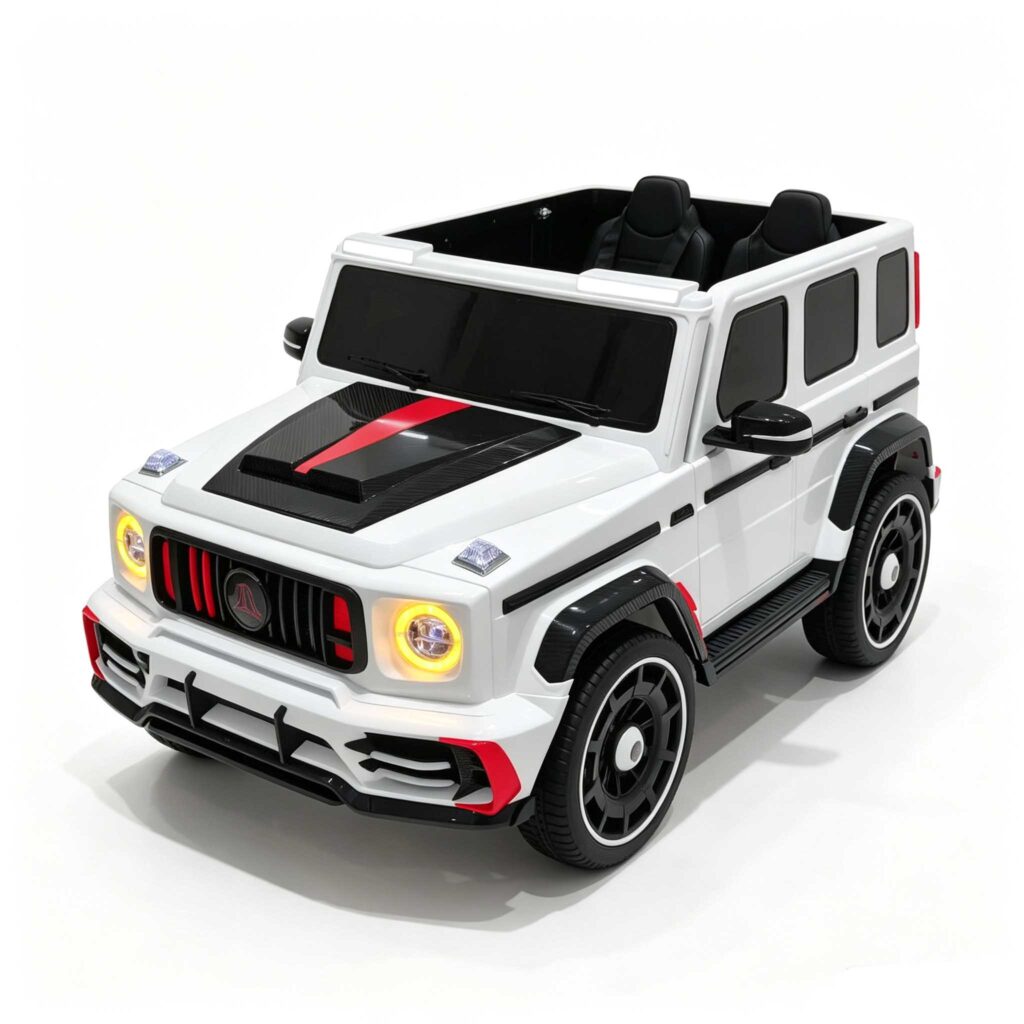 White open-top children off-road toy jeep
