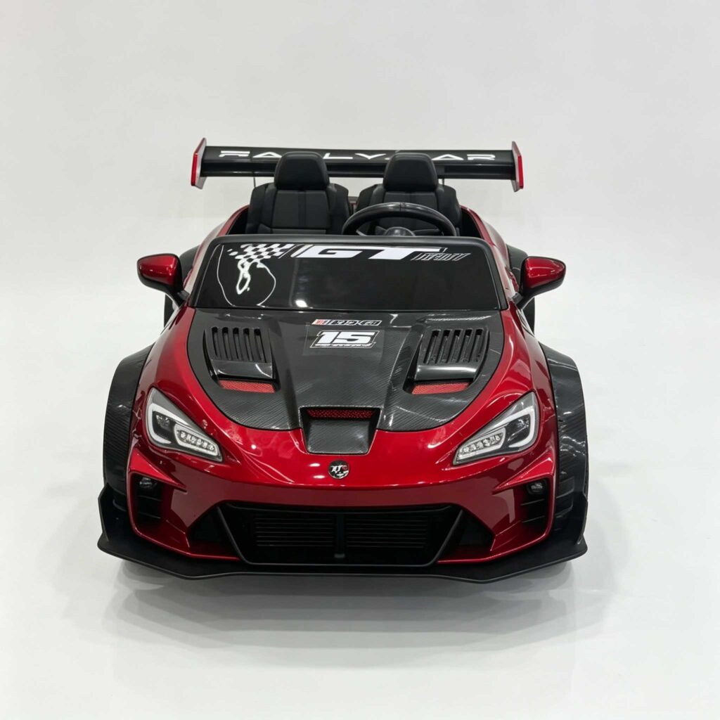 CA911 red toy race car with rear spoiler