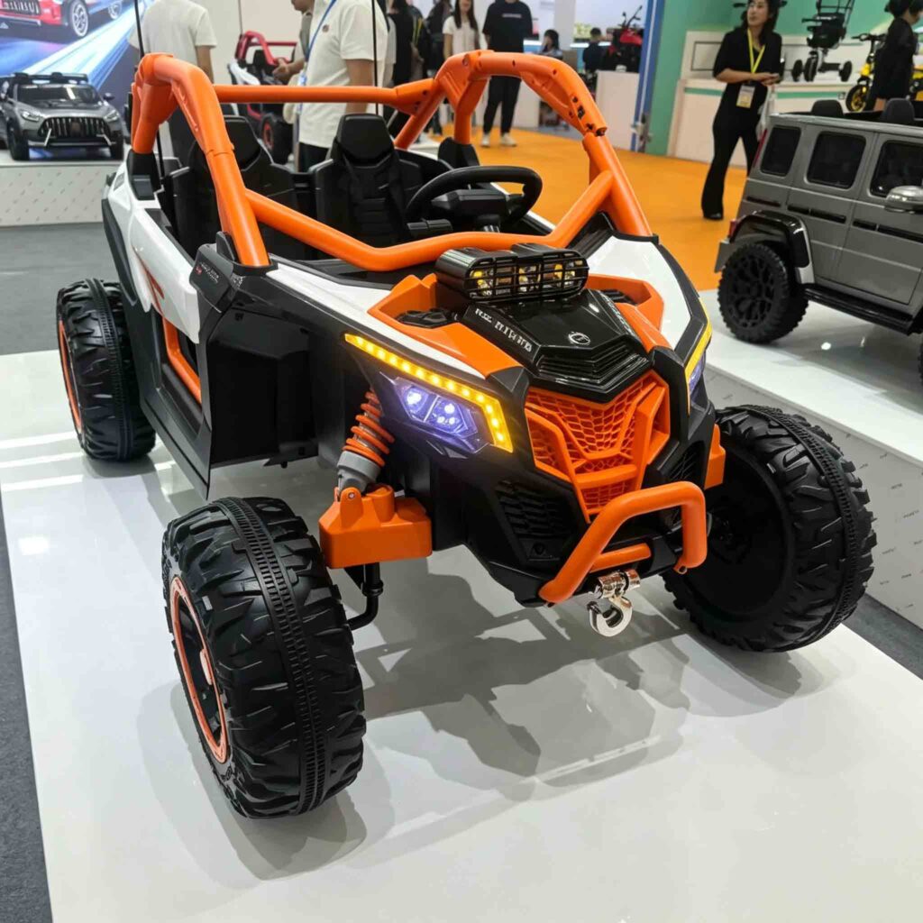 Orange kids UTV electric toy car display photo